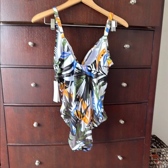 Calvin Klein Orange and Blue One Piece Swimwear - Picture 2 of 5